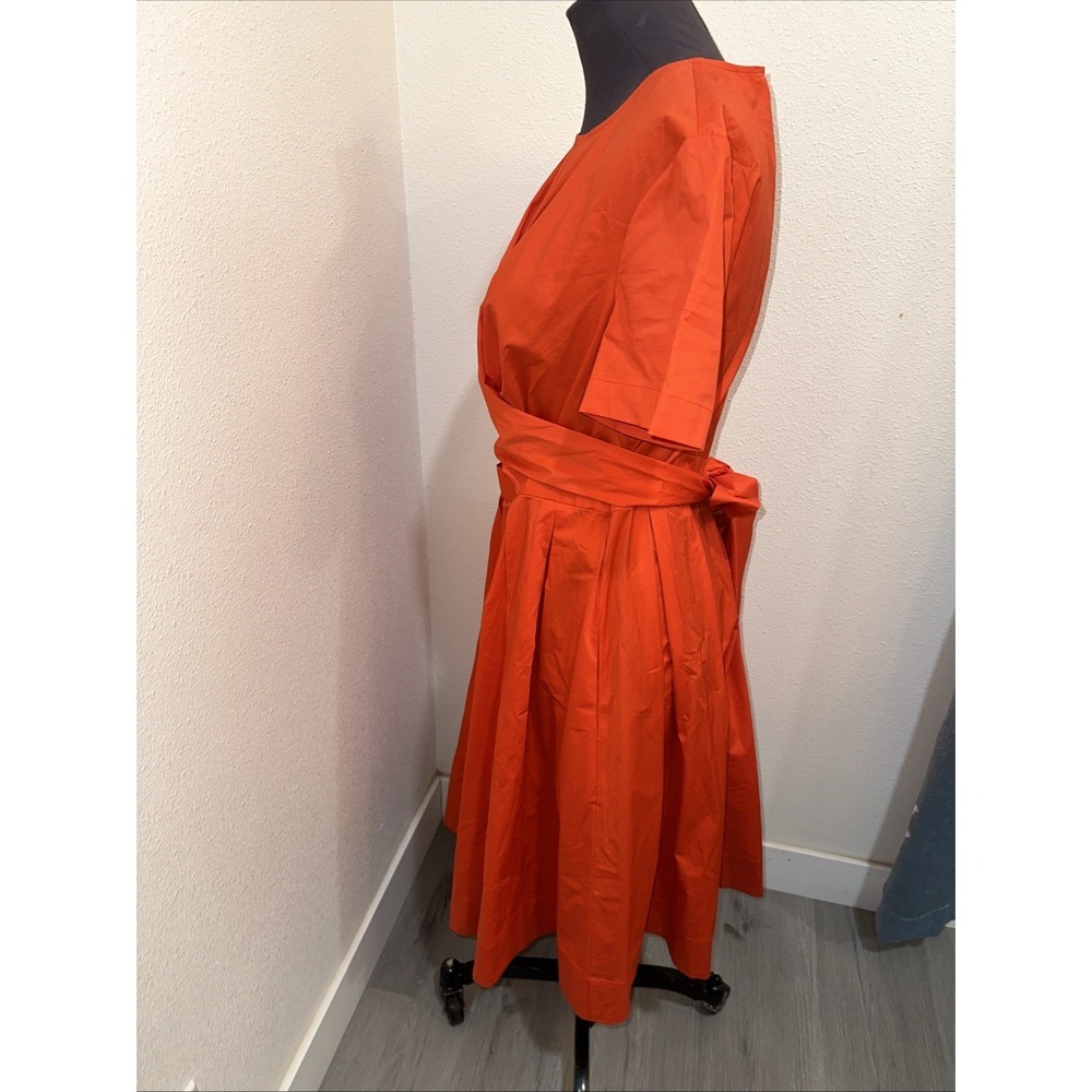 Diane Von Furstenberg Bethania Dress Women 12 Orange Short Sleeve Wrap Pleated - Picture 4 of 10